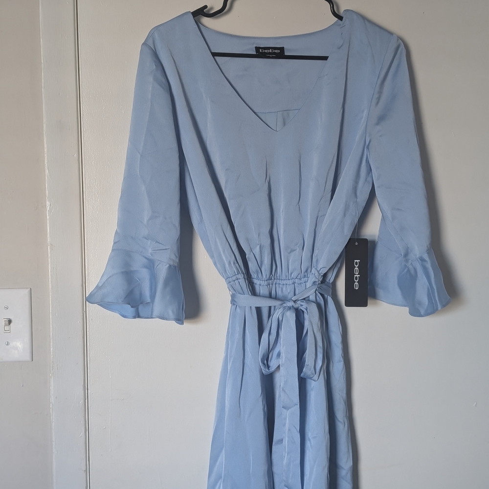 Bebe Light Blue V-Neck Dress